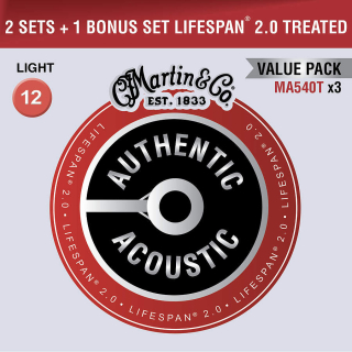 Martin Authentic Lifespan 2.0 92/8 Phosphor Bronze Light - Limited 3 Packs