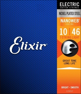 Elixir 12057 7-String Electric NanoWeb Nickel Light