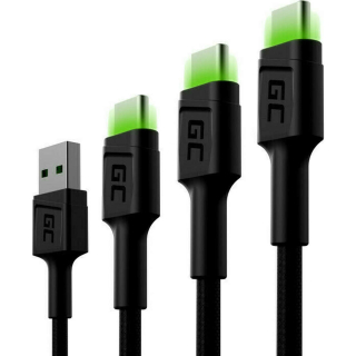 Green Cell KABGCSET01 Set 3x GC Ray USB-C Cable Black